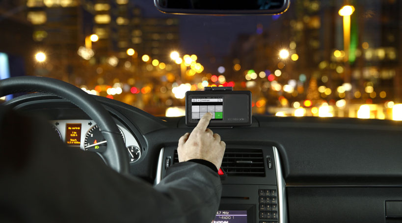 Fotografie op locatie van de TAXITRONIC Boordcomputer voor taxi's