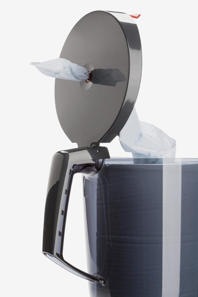 Studio product fotografie van de Wypall Reach dispenser voor papier van KimberlyClark