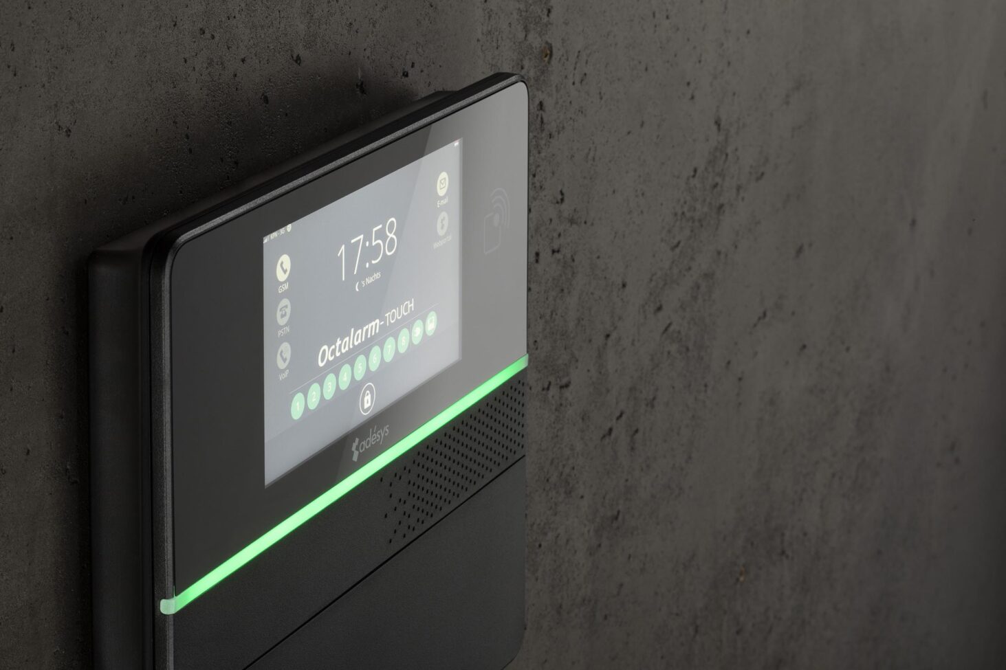 Productfotografie van de Octalarm Touch van Adesys