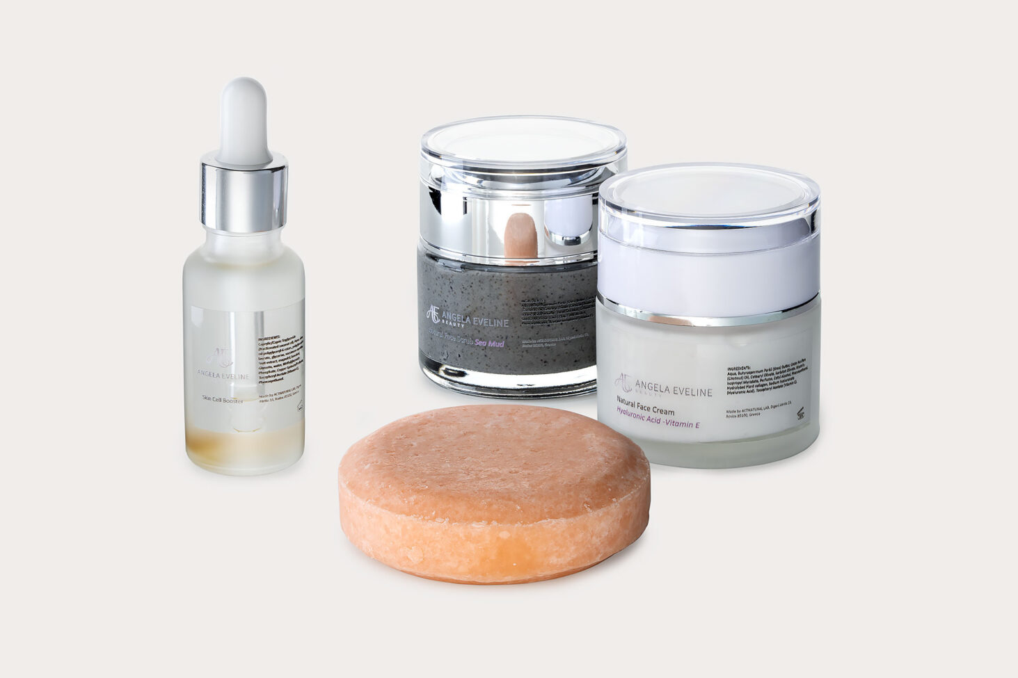 Product fotografie van natuurlijke huidverzorging crème en zeep van Angela Eveline